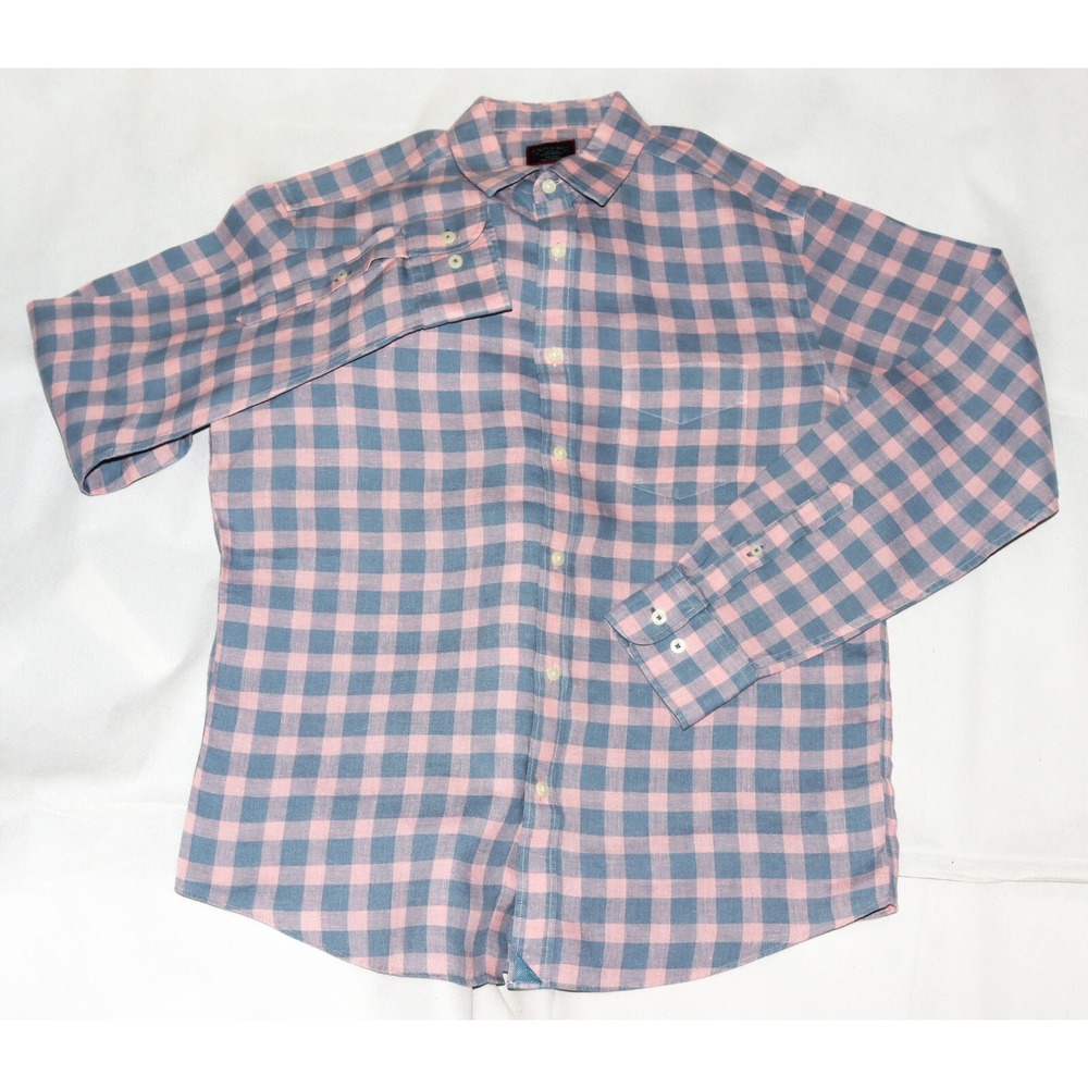 UNTUCKit Sutton WR Men's Long Sleeve Button Front Linen‎ Shirt Size Medium